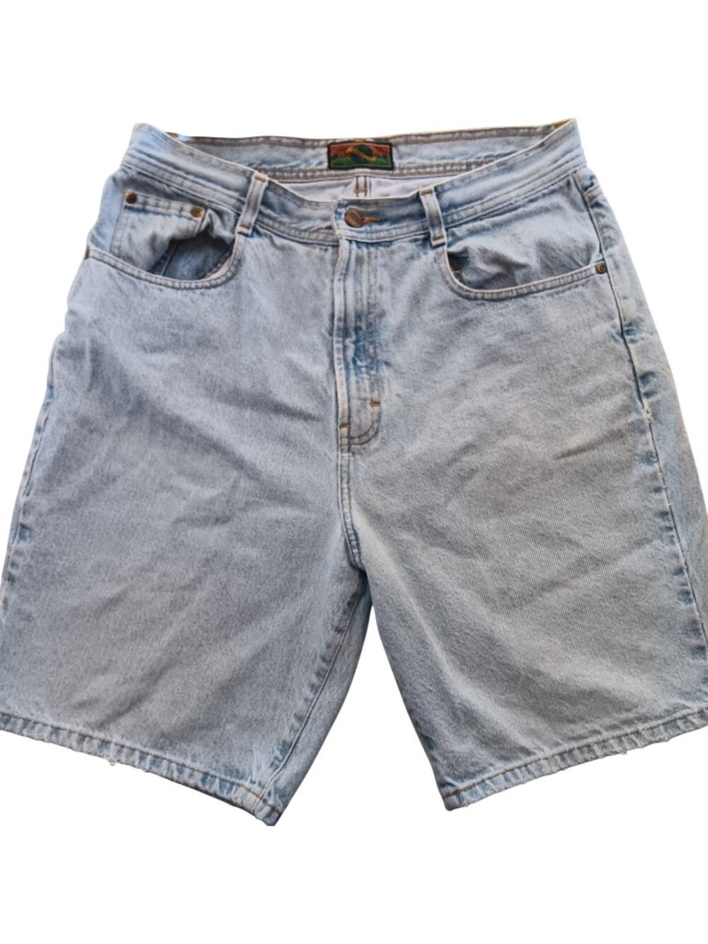 sz 34 1990's Vintage Denim Dad Shorts Structure Jeans Light Blue Wash Mens